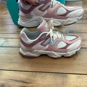 New Balance Blush and White Athletic Shoes